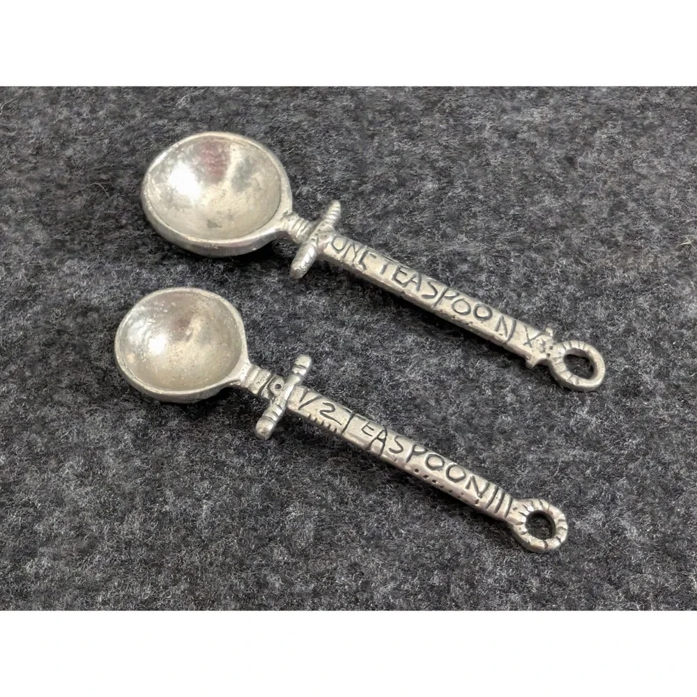 Crosby and Taylor Pewter Measuring Spoon Set Incomplete 1 tsp 1/2 tsp Artisan